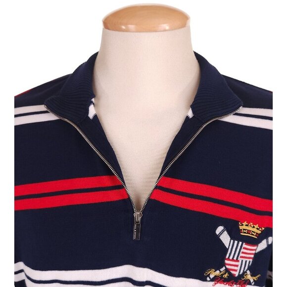 Paul & Shark Yachting Striped 1/2 Zip Sweater L Mens Navy Blue Collection $375 - Picture 5 of 15